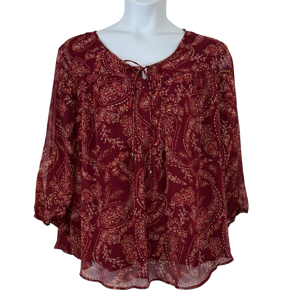 St. John's Bay Burgundy Paisley Blouse SKU1351